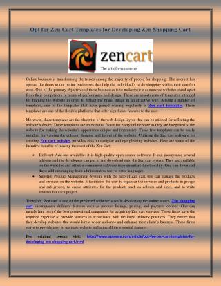 Opt for Zen Cart Templates for Developing Zen Shopping Cart