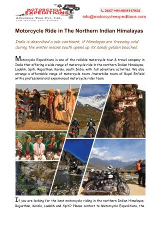 Motorcycle Ride in The Northern Indian Himalayas