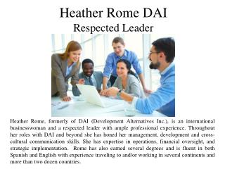 Heather Rome DAI - A Respected Leader