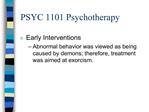 PSYC 1101 Psychotherapy