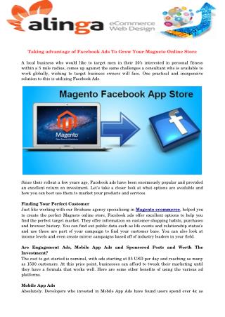 Taking advantage of Facebook Ads To Grow Your Magneto Online Store