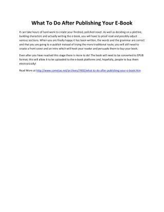 What To Do After Publishing Your E-Book