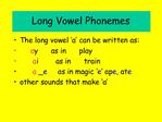 Long Vowel Phonemes