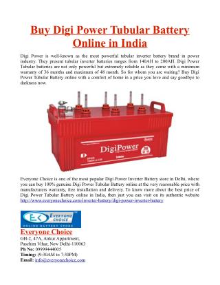Buy Digi Power Tubular Battery Online in India