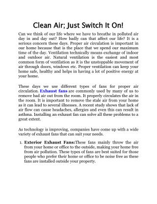 Clean Air; Just Switch It On!