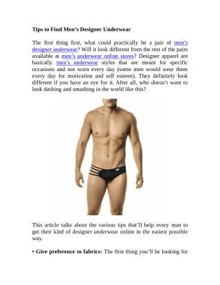 Tips to Find Men’s Designer Underwear
