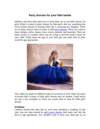 Party dresses for your little barbie