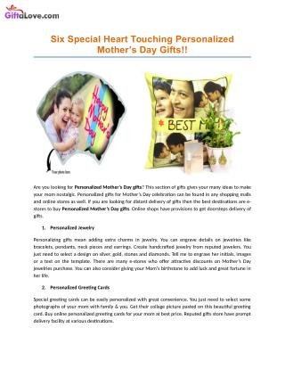 Six Special Heart Touching Personalized Mother’s Day Gifts!!