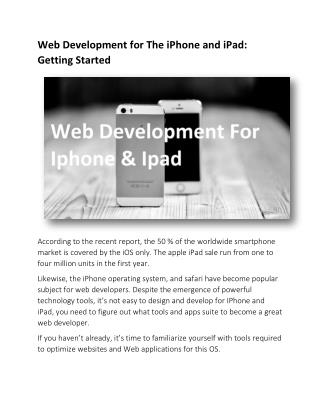 Web Development for The iPhone and iPad: Getting Started