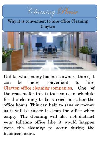 Clayton Office Cleaning Companies