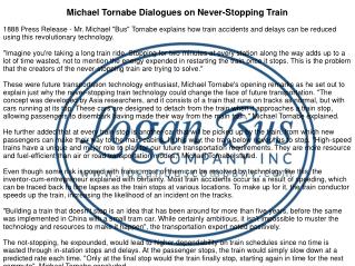 Michael Tornabe Dialogues on Never-Stopping Train