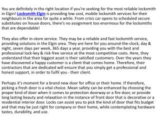 Locksmith Elgin IL