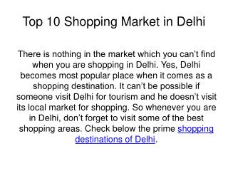 Top 10 Shopping Places in Delhi NCR