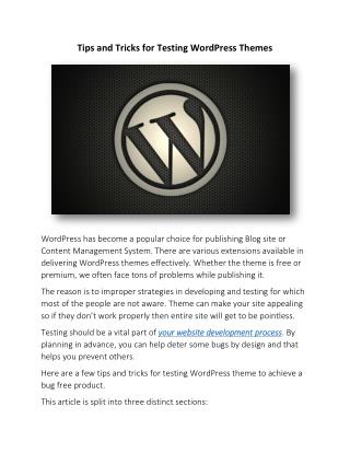 Tips and Tricks for Testing WordPress Themes
