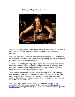 Mobile gambling with casino bonus