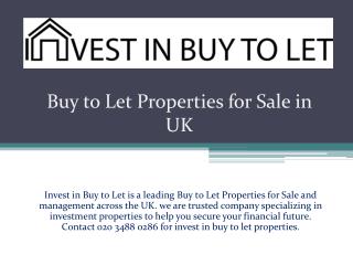 Buy to Let Properties for Sale in UK