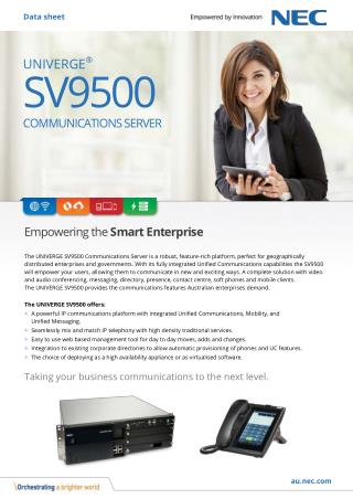 NEC UNIVERGE SV9500 Communications for Government and Enterprise Business