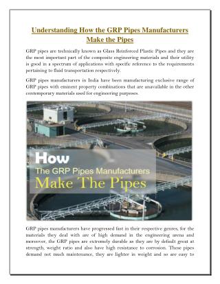 Understanding How The GRP Pipes Manufacturers Make The Pipes