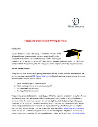 Thesis and Dissertation writing services