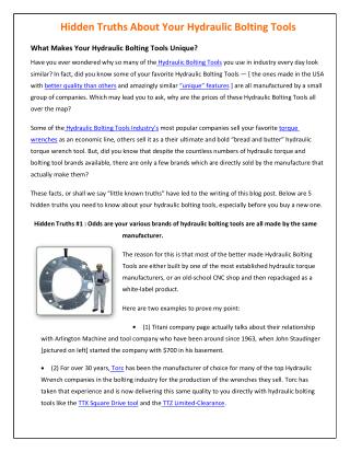 5 Hidden Truths About Your Hydraulic Bolting Tools