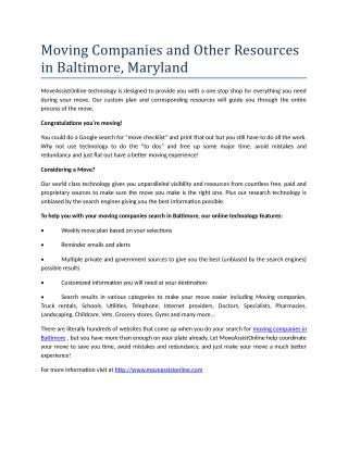 Are You Searching for Moving Companies in Baltimore?