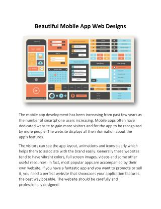 Beautiful Mobile App Web Designs