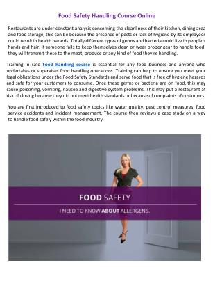 Food Safety Handling Course Online