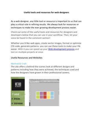 Useful tools and resources for web designers