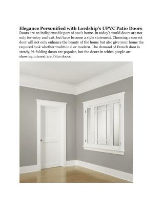 Elegance Personified with Lordship’s UPVC Patio Doors