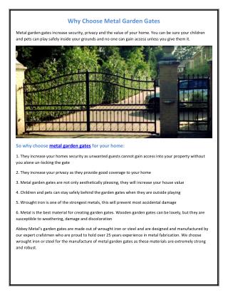 Why Choose Metal Garden Gates