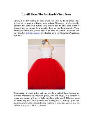 It’s All About The Fashionable Tutu Dress