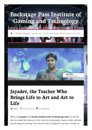 Jayadev, the Teacher Who Brings Life to Art and Art to Life
