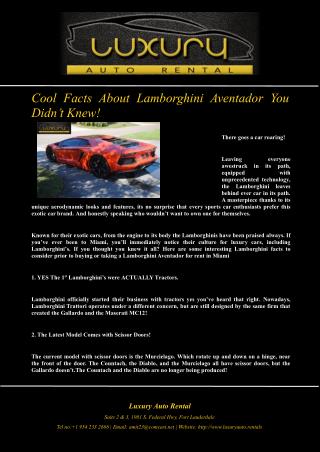 Cool Facts About Lamborghini Aventador You Didn’t Knew!