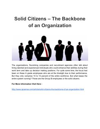 Solid Citizens – The Backbone of an Organization