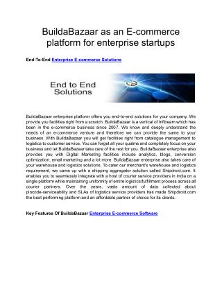 BuildaBazaar as an E-commerce platform for enterprise startups