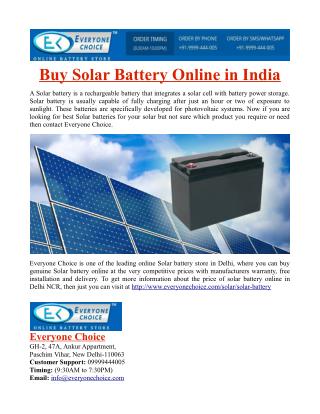 Buy Solar Battery Online in India