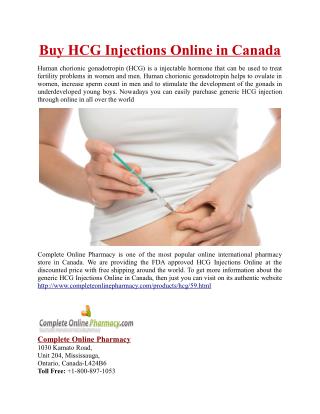 Buy HCG Injections Online in Canada