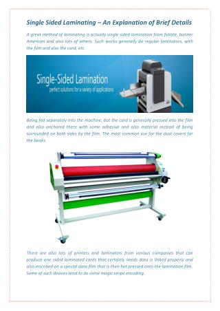 Single Sided Laminating – An Explanation of Brief Details
