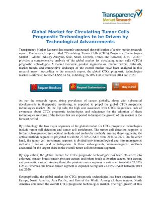 Global Market for Circulating Tumor Cells Prognostic Technologies to be Driven by Technological Advancements