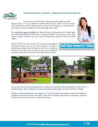 Cash Homebuyers in Atlanta - Bridgeway Property Group, Inc.