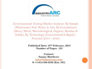 Environmental Testing Market: Growing number of environmental laboratory being set-up globally.