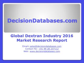 Worldwide Dextran Market 2016: Industry Trends and Analysis