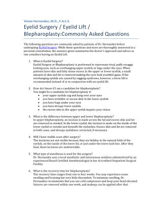 Eyelid Surgery: Commonly Asked Questions