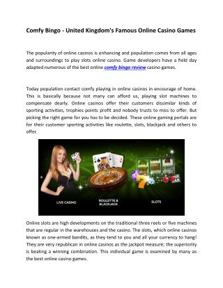 Comfy Bingo - United Kingdom's Famous Online Casino Games