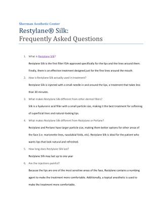 Restylane Silk: Frequently Asked Questions