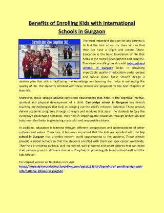 Benefits of Enrolling Kids with International Schools in Gurgaon