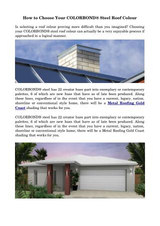 How to Choose Your COLORBOND® Steel Roof Colour
