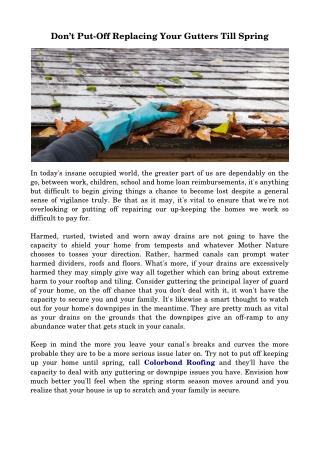 Don’t Put-Off Replacing Your Gutters Till Spring