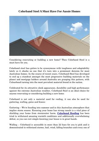 Colorband Steel A Must Have For Aussie Homes