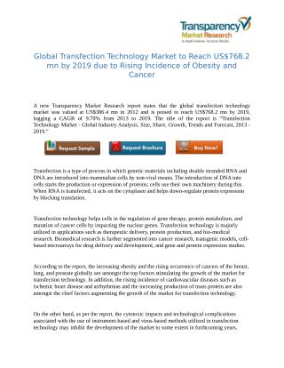 Transfection Technology Market to be Driven by Growing Demand from Emerging Biopharmaceuticals in Asia Pacific
